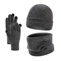 Conjunto de invierno de 3 piezas con gorro de punto, bufanda de forro y guantes táctiles - Talla única / Gris Medio