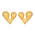 Pendientes de corazón en acero inoxidable chapado en oro de 18K con textura líquida única - Corazón con Textura Martillada (MS-349 Dorado)