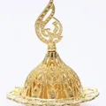 Brûle-encens en métal doré évidé avec des motifs floraux du Moyen-Orient - Sacré-Cœur B