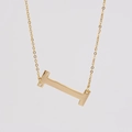 Elegant 18K gold-plated stainless steel necklace with initial I pendant on O-chain - Gold Letter I (With Chain)