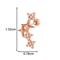 Rose gold five-star stud earring with clear crystals and size dimensions 1.52x0.78cm - Star Link Style (024-8# Rose Gold)