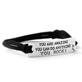 Inspirational woven bracelet with silver metal charms engraved with You Are Amazing quotes - Black Braided Rope-YOU ARE AMAZING(G1034)