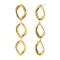 Minimalist 18K gold plated stainless steel triple irregular hoop earrings for women - 3 Linked Rhombus Earrings - Gold / Gold
