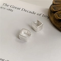Detailed close-up showing S925 sterling silver stamp on minimalist square hoop earrings - 925 Silver / Silver (EHL012)