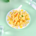 Miniature fried rice food model with white plate and yellow noodles on green background - Fried Rice - No Keychain