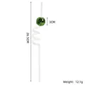 Green 3cm disco ball stirrer with clear spiral straw design, 26.5cm length, 12.1g weight - 3cm Fruit Green Mirror Ball Straw / Fruit Green