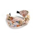 Pink floral fabric headband with orange flower patterns and twisted knot style - Pink Floral Print