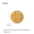 Ciondolo tondo mappa del mondo in acciaio inossidabile placcato oro 18K 15,5mm - DFC86-Disco Mappa del Mondo / Oro