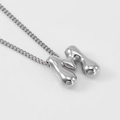 Silver H-letter bubble pendant necklace with Cuban chain for a trendy metallic look - Steel Letter M