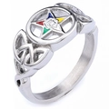 Anello pentagramma nordico con incisioni a nodi celtici in finitura metallica argentata - US 7 / Color Acciaio