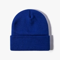 Winter royal blue thick knitted beanie hat with wide cuff and classic warm ribbed texture - Royal Blue