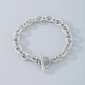 Silver stainless steel thick chain bracelet featuring a minimalist OT toggle closure - Bracelet (20cm) / 8mm / Silver