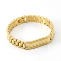 Pulsera de hombre en acero inoxidable chapado en oro de 18k con placa de identificación - Dorado