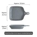 French style 9-inch forest grey-blue ceramic baking tray with rectangular handles - Forest Grey Blue 9 Inch Square Baking Pan with Handle