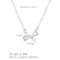 Silver bow necklace in stainless steel with adjustable chain and minimalist pendant - LN1952 / Silver