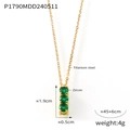 Collana in acciaio al titanio con ciondolo dorato e tre zirconi verdi incastonati - Oro Zirconia Verde