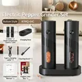 Juego de molinillo de sal y pimienta eléctrico KYMQ-64C con base de carga doble - 110ml / Juego de Molinillo Eléctrico de Pimienta / Pack de 2 / Con Base de Carga