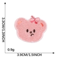 Pink cartoon bear towel embroidery patch with red bow, size 3.3x3.9cm for garments - Red Bowtie Pink Bear-3.3*3.9cm
