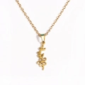 18k gold plated stainless steel floral pendant necklace featuring branch shape - May Gold