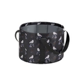 Portable folding water basin with black bird pattern and grey waterproof lining - Medium / Coffee Bird