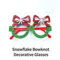 Christmas party glasses with green glitter frames red bows and white snowflake accents - Red Bowknot Decorative Glasses