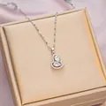 Elegant silver titanium steel necklace featuring a sparkling crystal heart pendant - 6034 Rhinestone Heart / Silver