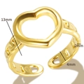 Gouden open hartring met getextureerd patroon en afmetingen van 13mm breedte - Gouden Hart Open Ring