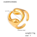 Anello aperto in acciaio al titanio placcato oro 18k, taglia 7, goccia, peso 7,5g - US 7 / Oro