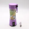 Dettaglio dello spremiagrumi viola portatile con porta USB e cinturino in silicone - Viola / 6 Lame