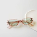 Occhiali da sole retrò rosa per bambini con lenti verdi e protezione UV400 totale - Champagne con lente verde