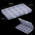 Transparent 15-grid plastic jewelry organizer box with dimensions 15.5x9.5x1.8cm - 15-Grid Fixed Non-removable Box