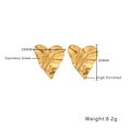 Boucles d'oreilles cœur en acier inoxydable doré, dimensions 26 mm par 30 mm - Style Coeur Dimensionnel (E359)