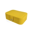 Portable yellow PU leather jewelry storage box with rectangular shape and silver button closure - Medium (16x11x5cm) / Yellow