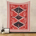 Arazzo bohémien indiano con motivi geometrici tribali rossi per decorazione murale casa - 73X95CM / Tessuto Spazzolato