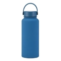 Navy blue matte 1L stainless steel sports water bottle with portable handle lid - Lake Blue
