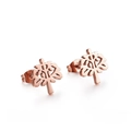 Pendientes de árbol de la vida en oro rosa de acero inoxidable 12mm de diámetro - Oro rosa
