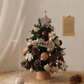 60cm lighted mini Christmas tree with pine cones, cotton balls and wood base - Love Heart Cotton 60CM