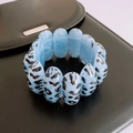 Light blue leopard print acrylic chunky bead bracelet with vintage branch texture - Blue Black Leopard Resin Bead Bracelet (57#)