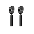 Matte black titanium steel earrings with sleek vertical bar pendants in minimalist style - Style 2 (Rectangular Pendant) / Black