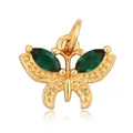 Golden butterfly pendant charm with green marquise zircon wings for jewelry making - Lemon Yellow L352607-Green