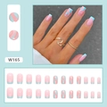 Unghie finte a ballerina con vortici rosa e blu set da 24 pezzi per manicure - 24 Pz/Confezione (Con Colla) / Onda del Lago Fresca (W165)