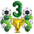 Fußball Geburtstagsballon Set mit Zahl 3, Trophäe und Stern Latexballons Dekor - Nummer 3 Set