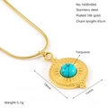 Collier pendentif turquoise en acier inoxydable plaqué or 18k vintage pour femme bijou. - Zyg1608+066 / Or 18 carats