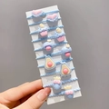 Set of 12 cute blue elastic hair ties with assorted resin cartoon charms for girls - Blue 10Pcs Set