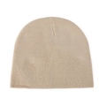 Classic beige knit beanie hat in soft ribbed fabric for outdoor warmth and casual style - Beige