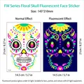 UV fluorescent sugar skull face tattoo for Halloween Day of the Dead style FW-003 - FW-003