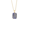 Collana in acciaio inossidabile dorato con lapislazzuli blu rettangolare e croce - Croce Blu (4# Lapislazzuli)