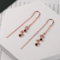 Elegant rose gold star and moon tassel drop earrings with blue gemstones - Star Ear Threader-Rose Gold