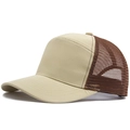Cappello trucker bicolore con frontale kaki chiaro e rete traspirante marrone scuro - Beige e Cammello