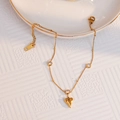 Elegant 18k gold plated bracelet with zircon stones and heart-shaped pendant detail - Heart Zircon Inlaid Bracelet